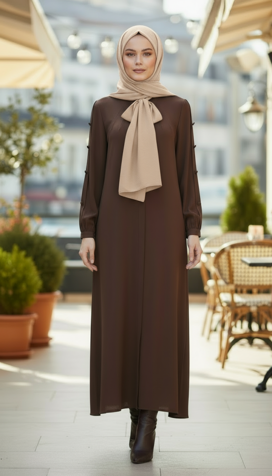 RABİA KUMAŞ KOL AKSESUARLI FERACE