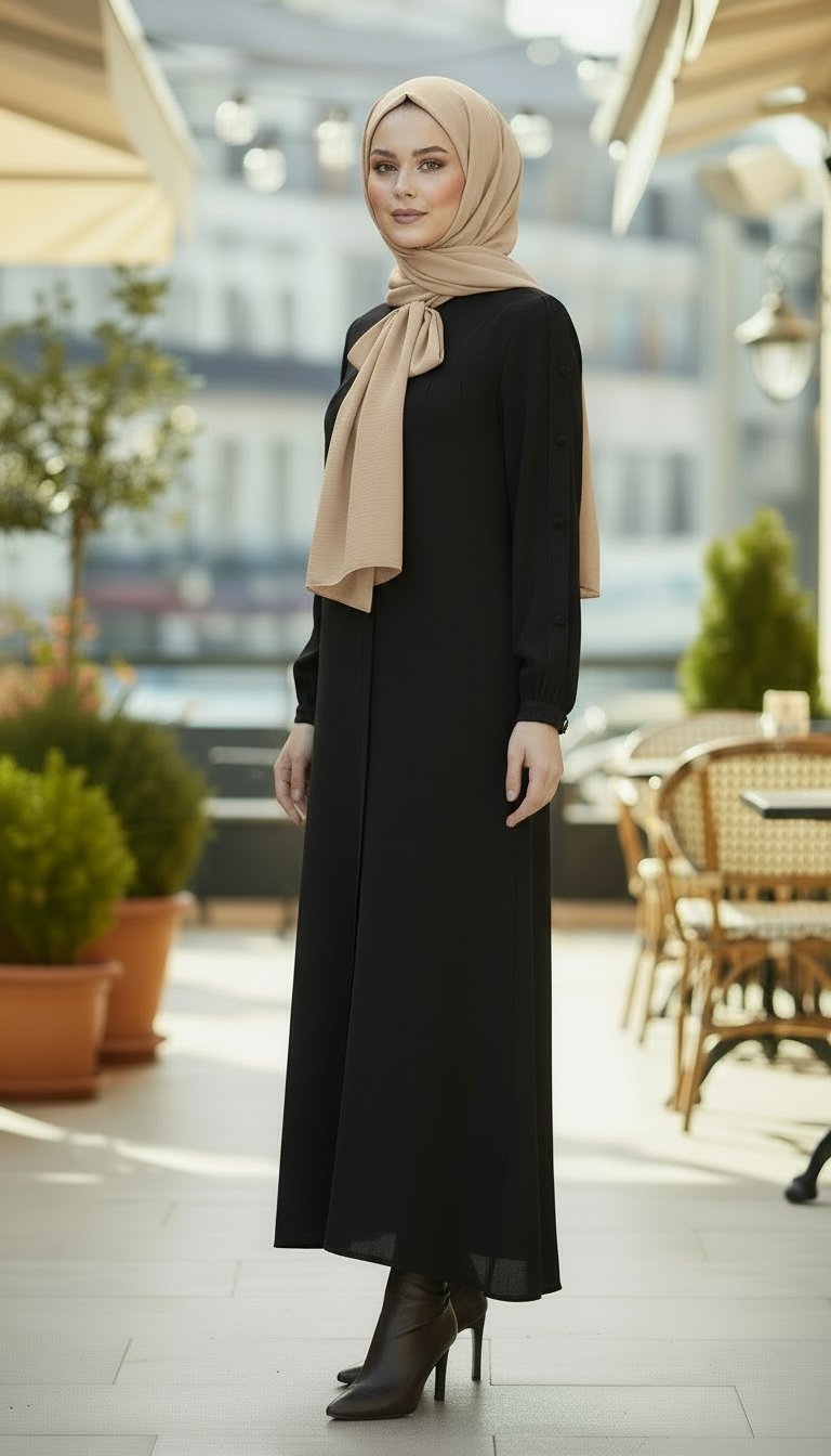 RABİA KUMAŞ KOL AKSESUARLI FERACE