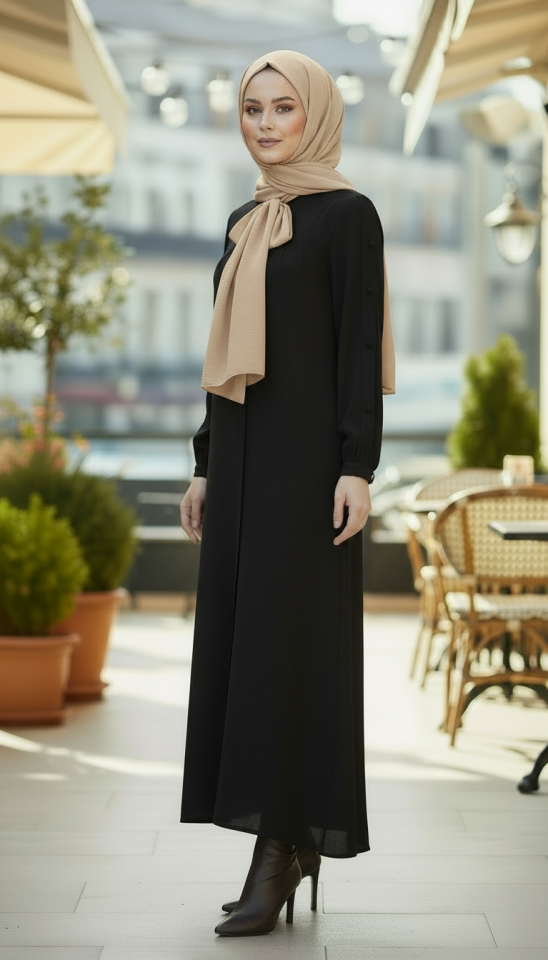 RABİA KUMAŞ KOL AKSESUARLI FERACE