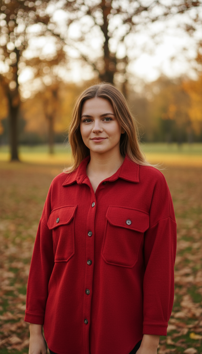 KAŞE OVERSİZE ÖNÜ CEPLİ GÖMLEK