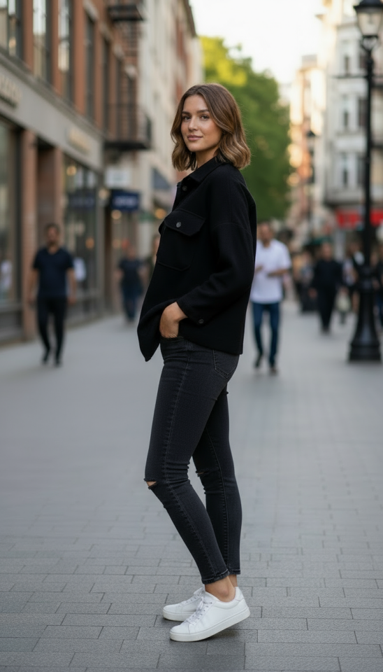 KAŞE OVERSİZE ÖNÜ CEPLİ GÖMLEK