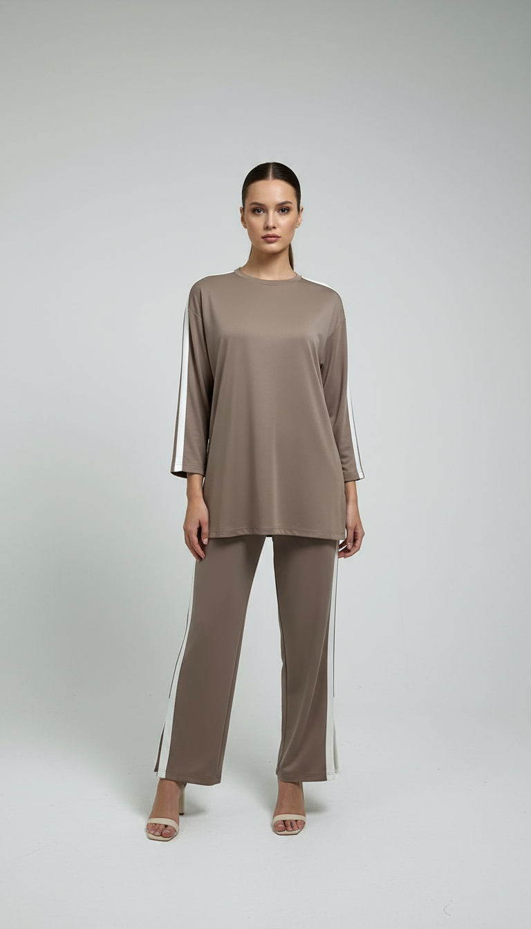 OYSHO YANLARI ŞERİTLİ TAKIM