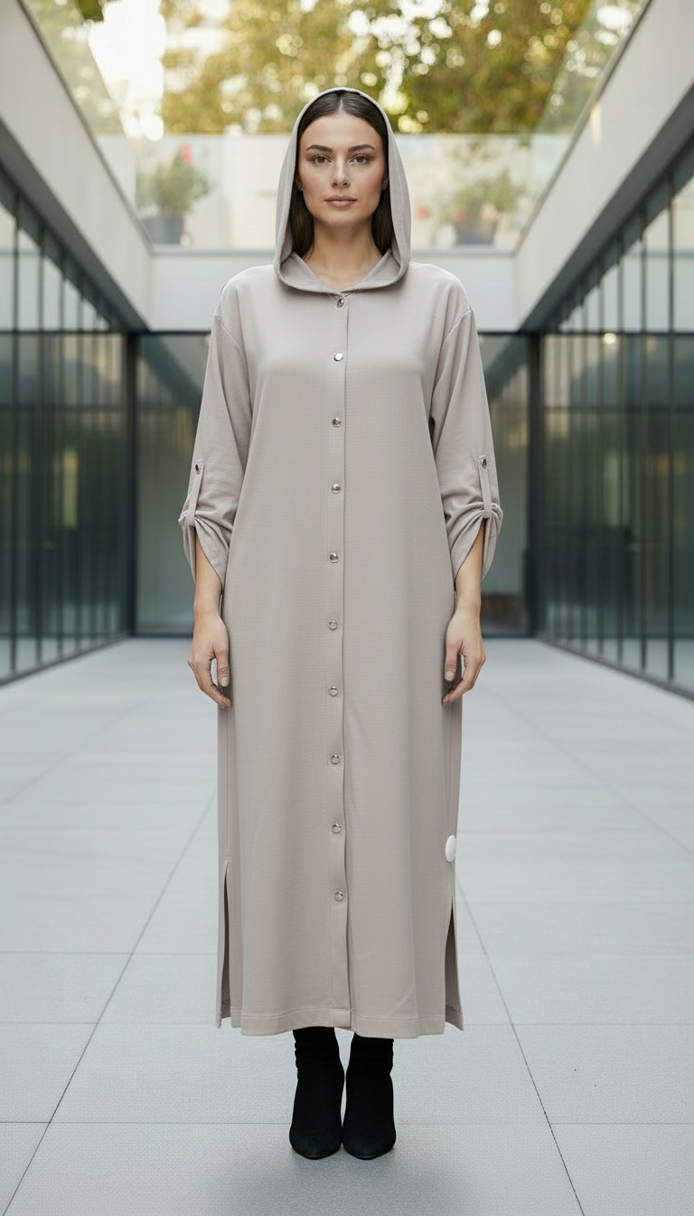 ÖNÜ DÜĞMELİ UZUN KAP