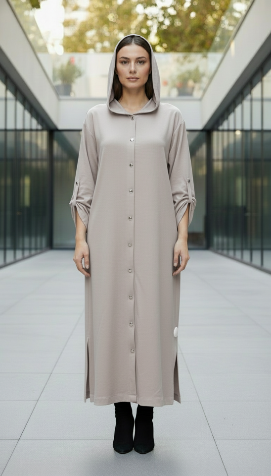 ÖNÜ DÜĞMELİ UZUN KAP