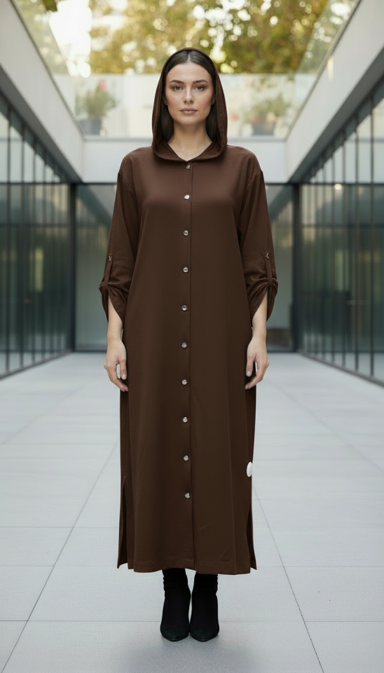 ÖNÜ DÜĞMELİ UZUN KAP