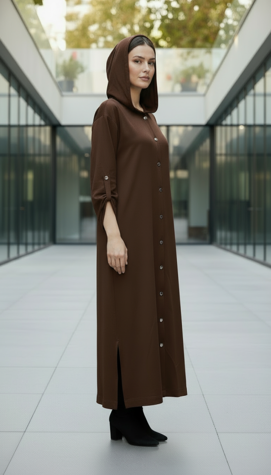 ÖNÜ DÜĞMELİ UZUN KAP