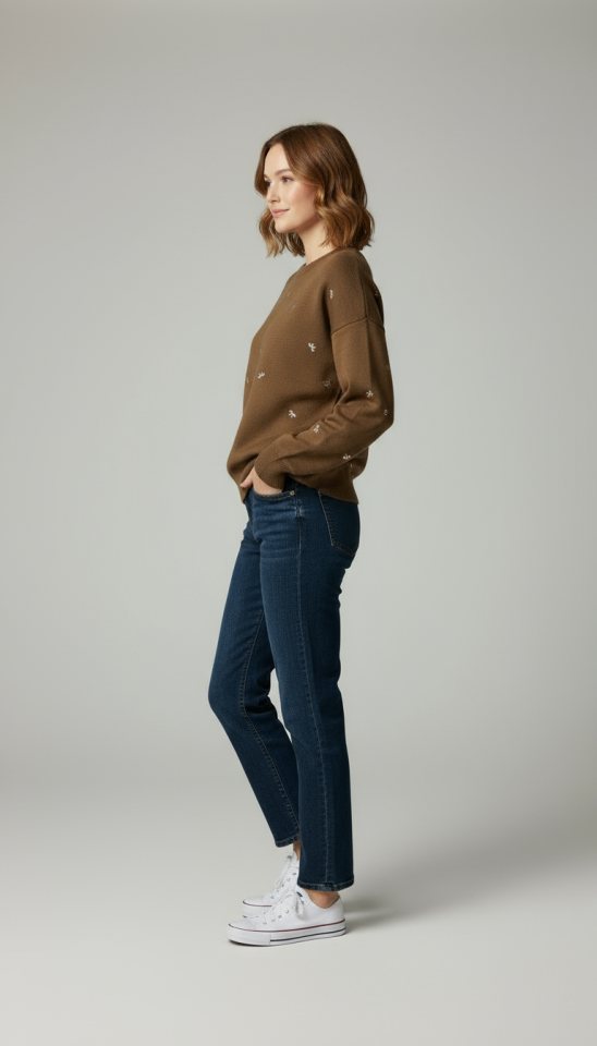 KURDELE İŞLEMELİ KAZAK