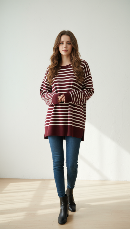 ÇİZGİLİ SOĞUK İPLİK TUNİK