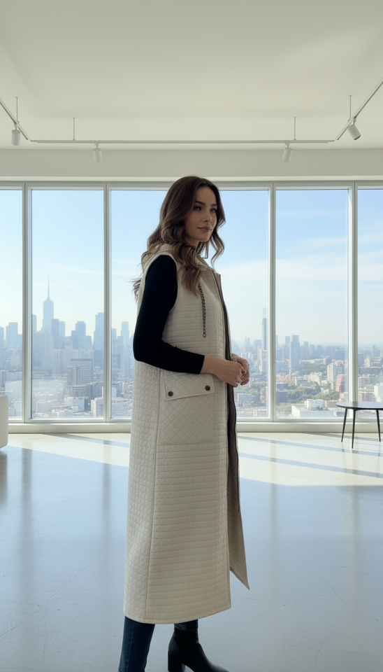 KAPİTONE KAPŞONLU CEPLİ UZUN YELEK