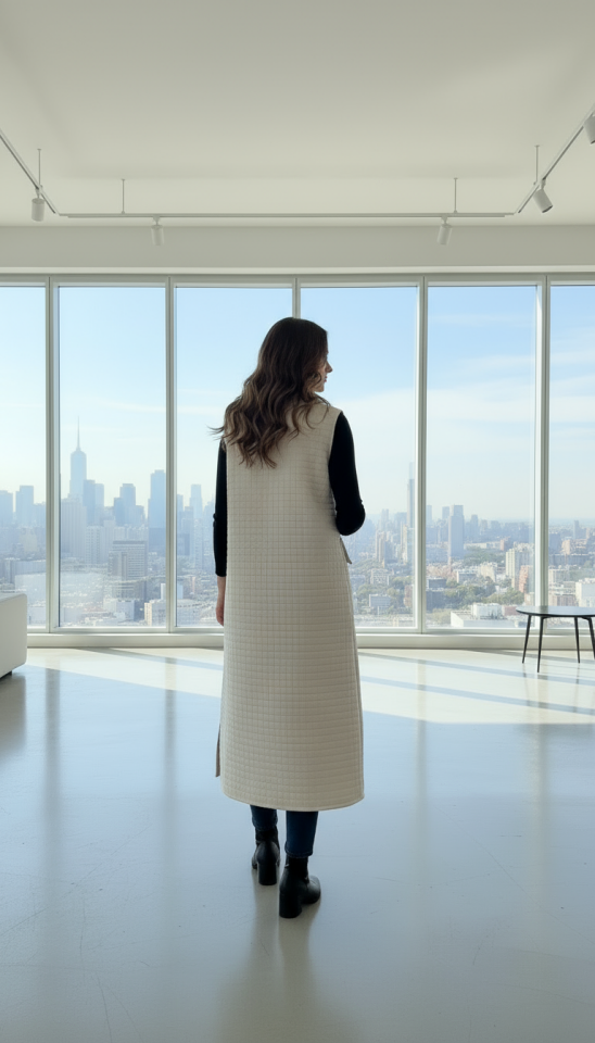 KAPİTONE KAPŞONLU CEPLİ UZUN YELEK