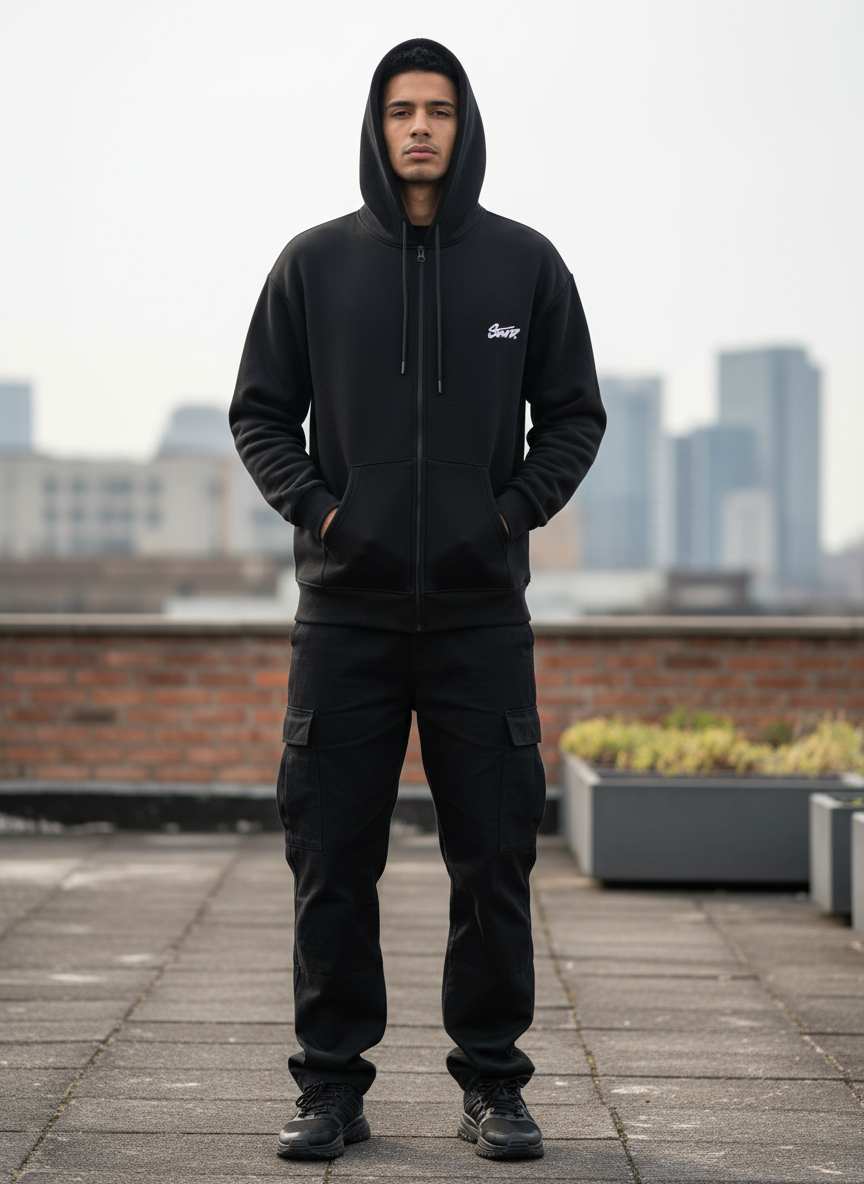 SVD BASKILI FERMUARLI SWEATSHİRT