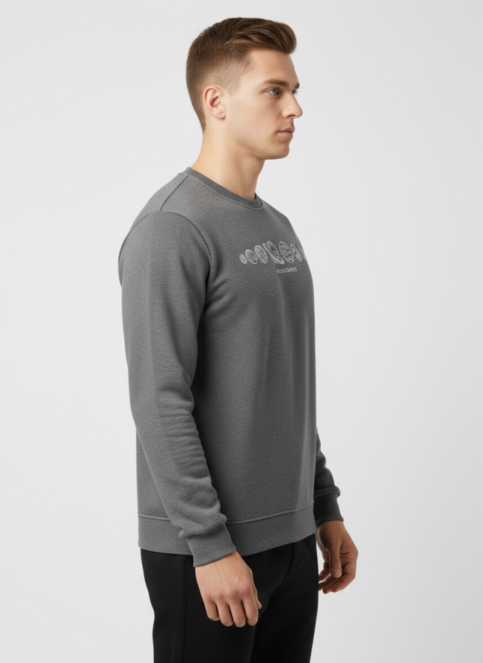 ÜÇ İP SIFIR YAKA BASKILI SWEATSHİRT