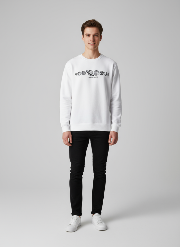 ÜÇ İP SIFIR YAKA BASKILI SWEATSHİRT