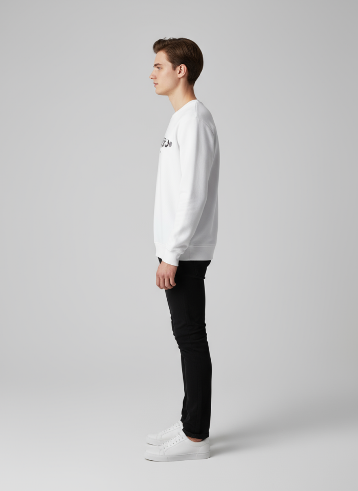 ÜÇ İP SIFIR YAKA BASKILI SWEATSHİRT