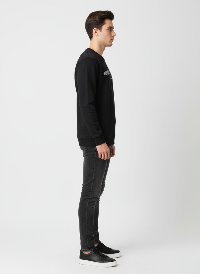 ÜÇ İP SIFIR YAKA BASKILI SWEATSHİRT