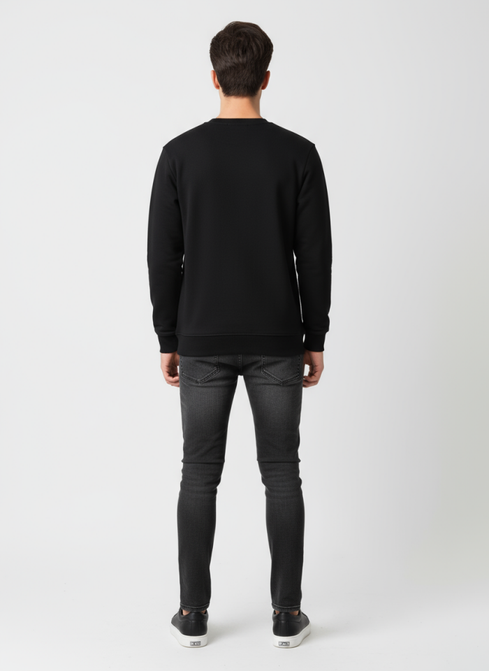 ÜÇ İP SIFIR YAKA BASKILI SWEATSHİRT